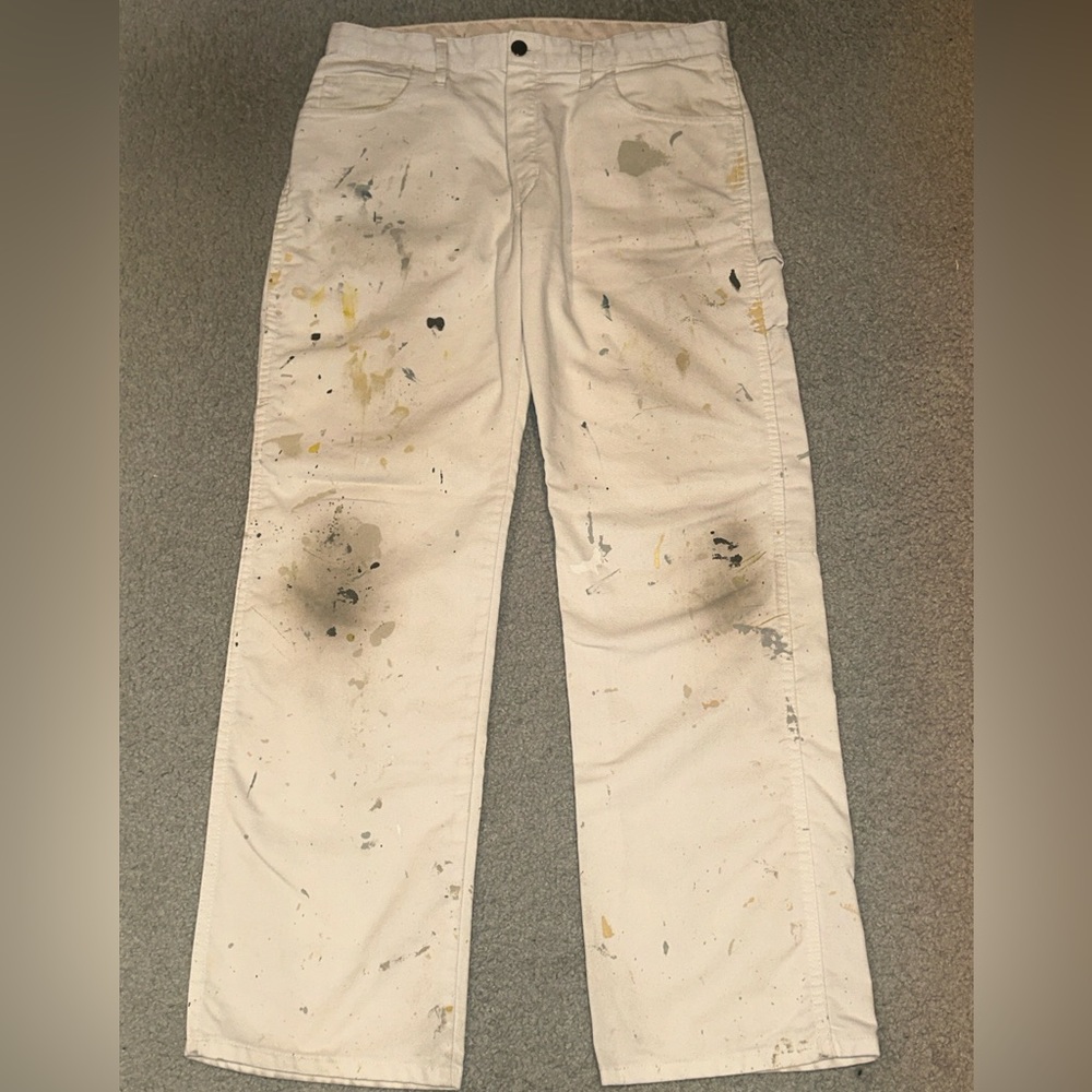 White Dickies Carpenter Painter Pants Distress Grunge Splatter 32x32 Men’s Baggy